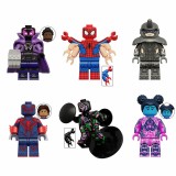 wholesale - 6Pcs Super Heroes Spiderman Prowler Rhino Building Blocks Mini Action Figures DIY Bricks Toys KT1072