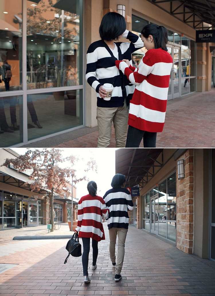 Fashionable Trendy Loose Type Stripes Cardigan for Both Boys and Girls (702-Y34) 