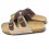 Brown and Grey Color Matching 2 Buckles Nubuck Leather Corkwood Sandals
