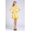 Wholesale - Fresh Yellow Color Checks Pattern Dress Evening Dress