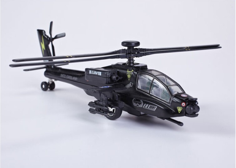 Diecast Metal Fighter Plane Model Aircraft Model with Sound & Light Effect AH-64A Apache Attack
